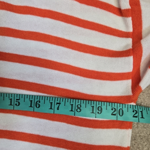 MICHAEL KORS Striped Orange and White Hooded Sweater With Gold Chain. Medium - Picture 11 of 13